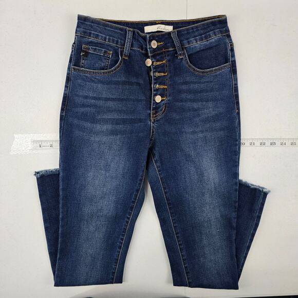 Kancan button fly jeans slim skinny ankle 7/27 denim womens blue 5143 - Picture 1 of 12